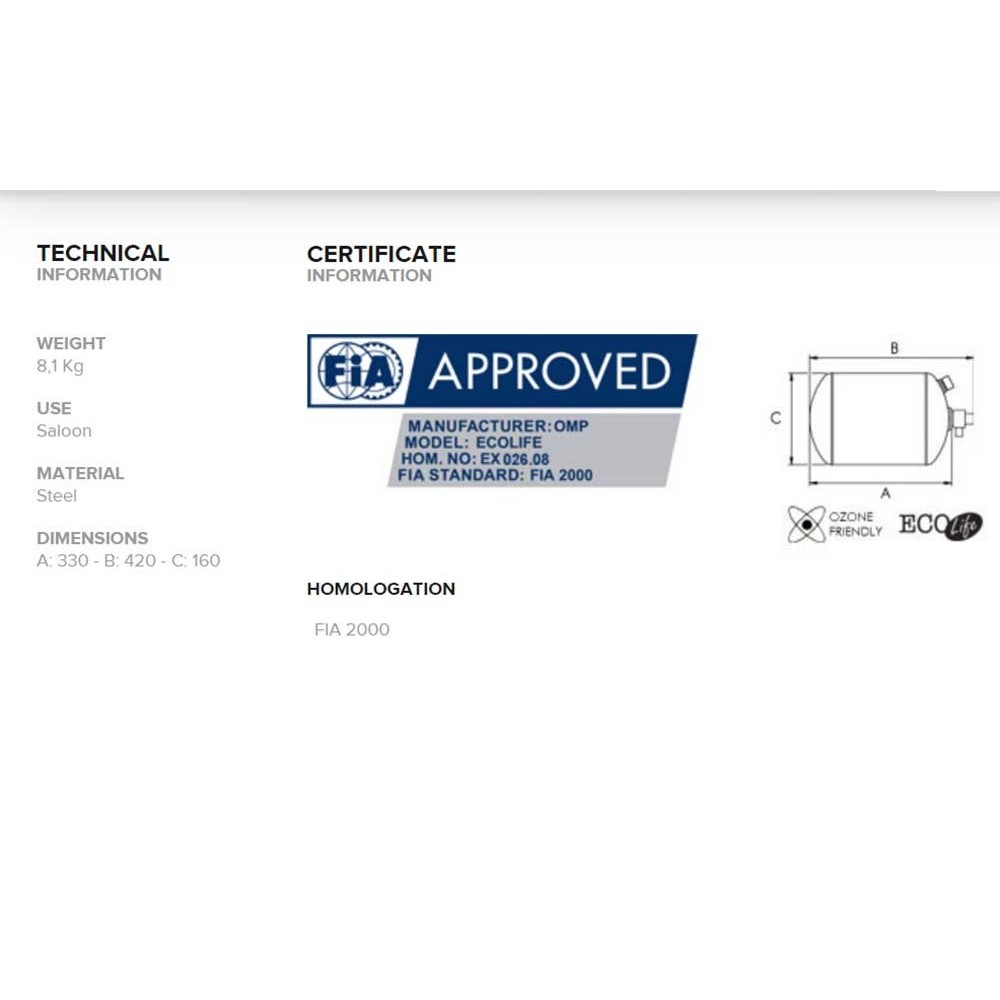 OMP Fire System - 4.25L Mechanical Trigger Steel Bottle CA372 Sport Fire System