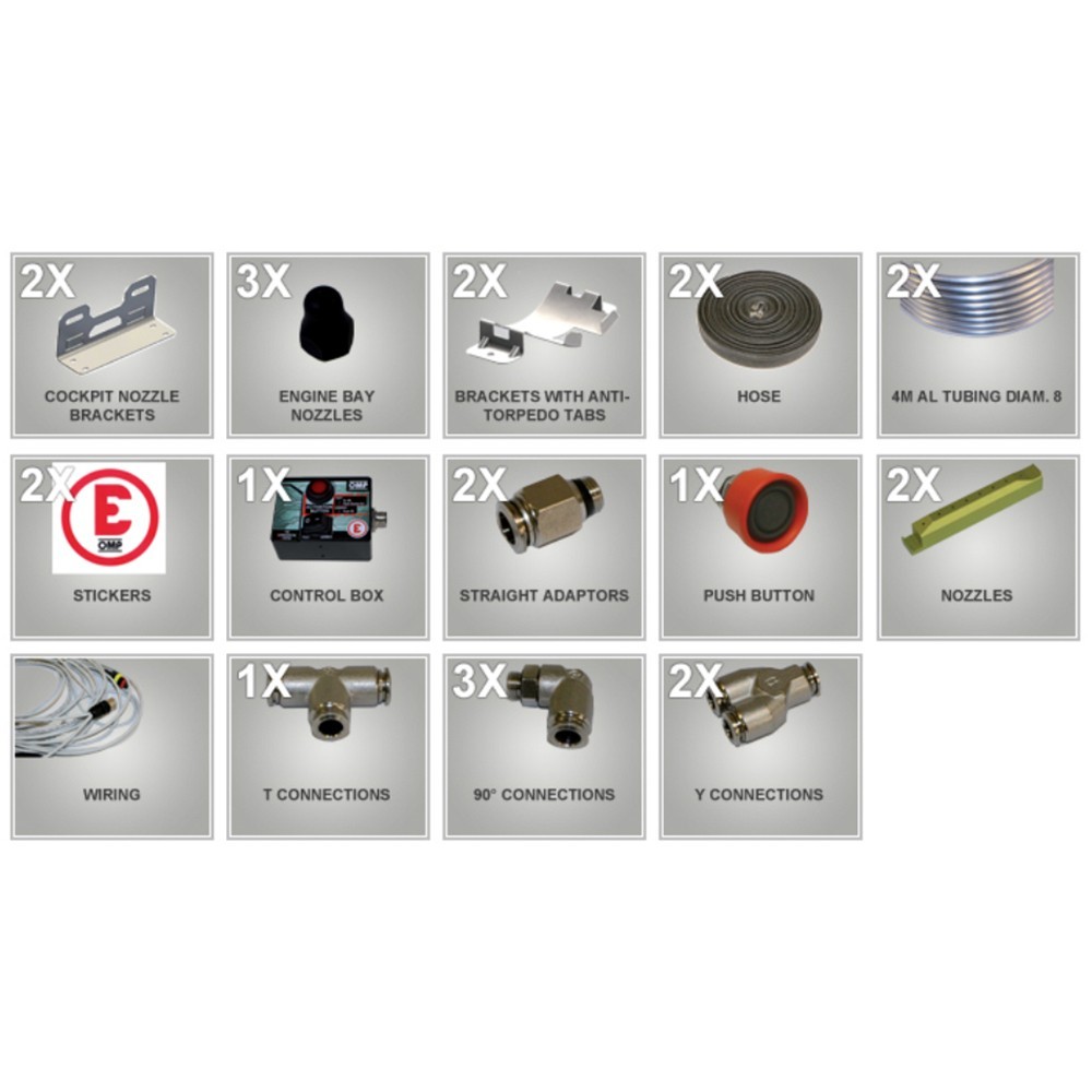 OMP Dual Chamber Compact Ultralight fire Suppression System FIA 8865-2015