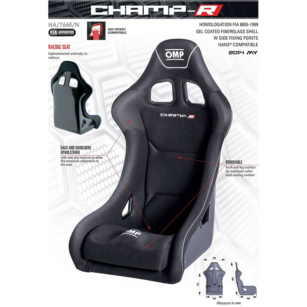 OMP Champ - FIA Fiberglass Race Seat