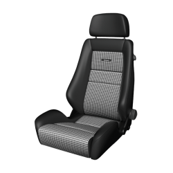 Recaro Classic LX Leather Reclining Seat - Black Leather/Pepita Fabric