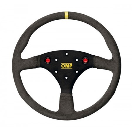OMP Flat Steering Wheel - 320mm Aluminum S Suede Steering Wheel