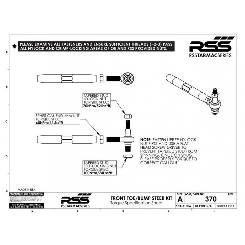 RSS 370 Front Toe Steer Replacement Pin Kit