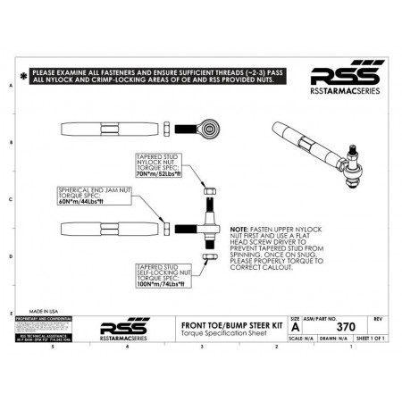 RSS 370 Front Toe Steer Replacement Pin Kit