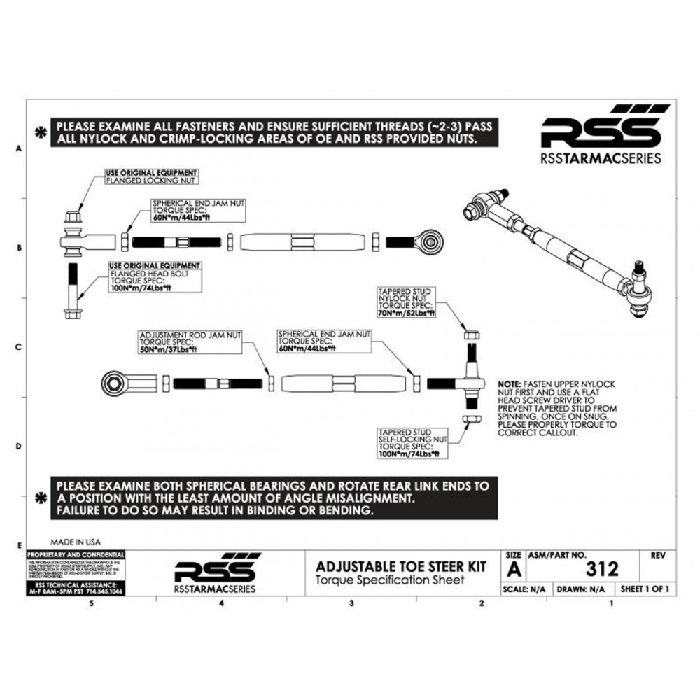 RSS 312 Toe Steer Outer End Pin Kit