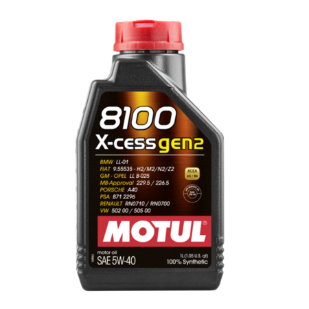 Motul Engine Oil - 5W40 8100 Series X-Cess Gen 2 100% Synthetic (1L - 5L)