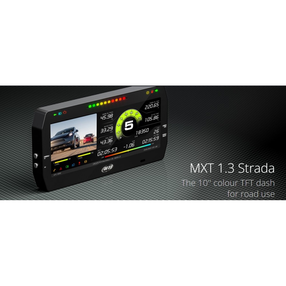 AiM MXT 1.3 10" Color TFT Strada w/ street icons