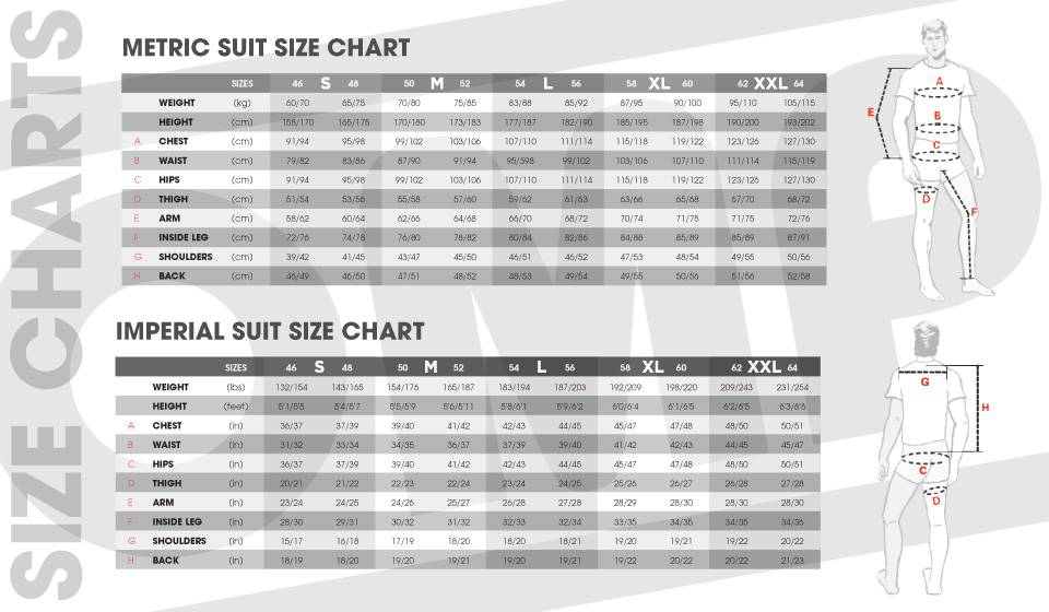 OMP Suits Size Chart